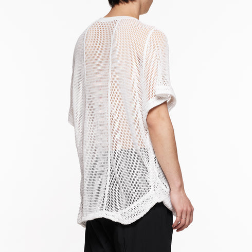 818KNM3-WHITE / メッシュシームドカイトニット - JULIUS